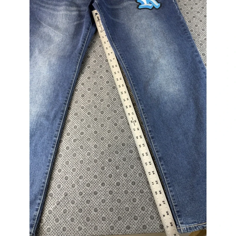 True Religion Bobby Applique Relaxed Baggy Jeans 32x32 Medium Blaze Wash New